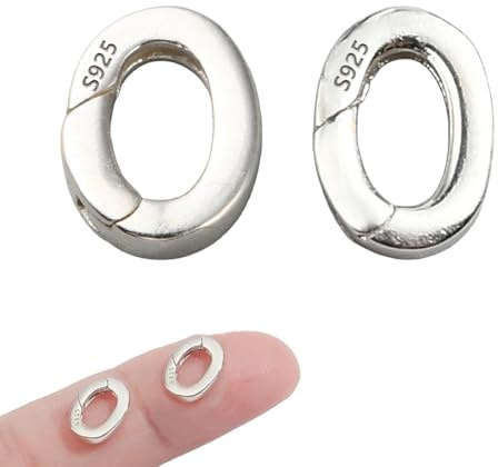 NBEADS 2 Stk. 925 Sterling Silber Halskette Ring Clip, 2 Größen Hummer Federring Verbinder-Verschluss Halskette Enhancer Shortener Clasps Frühling Klammern für Schlüsselanhänger Schmuckherstellung