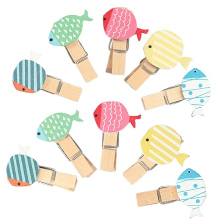 Cabilock Pinces à Linge en Bois Mini 50 Pièces pour Photo, Collage Mural | Poisson Tropical, Coloris Variés, Lot de 50, Maintien Ferme, Usage Déco et Présentation D’images