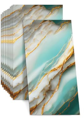 10 Stück Fliesenaufkleber, 60 x 30 cm, Selbstklebende Wandfliesen, Marmor Wasserdichte Ölfest Glänzende PVC-Wandfliesenaufkleber für die Wanddekoration in Küche, Bad und Zuhause (D)