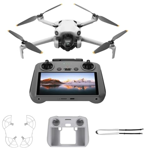 DJI Mini 4 Pro Bundle (DJI RC 2 Fernsteuerung), faltbare Mini-Drohne mit 4K-Kamera, unter 249 g, 34 Minuten Flugzeit, 20 km Video-Übertragung (Propellerschutz + Schutzhülle + Fernbedienungsgurt)