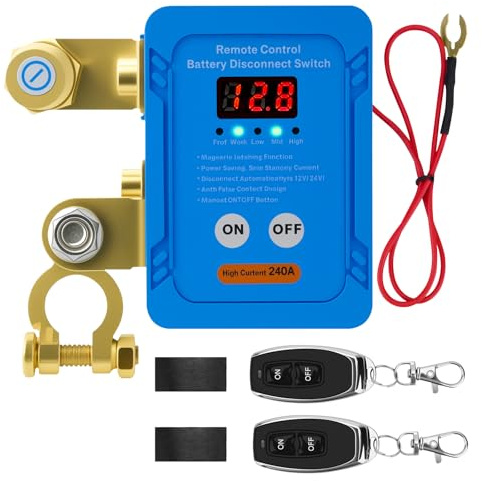 Disjoncteur de Batterie Télécommandé Sans Fil 12V/24V, 240A, Interrupteur de Coupure Antivol Anti - Fuite Voiture Camion Batterie, Interrupteur D'arrêt Automatique pour Voiture, RV, ATV, Bateau.