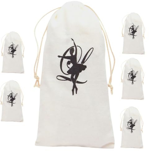 UKCOCO 6stücke Ballett Tasche mit Kordelzug Kleine Reisetasche für Tanzschuhe Schuhbeutel aus Canvas Praktische Aufbewahrungstasche für Ballettschuhe
