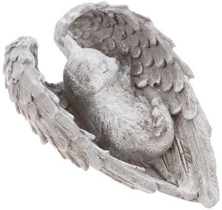 TOYANDONA Décoration Jardin Extérieur en Résine Figurine Ailes D’Ange, Sculpture Ange Animal Élégante pour Balcon Patio, Artisanat Soigné