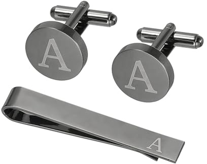 PATIKIL Manschettknappar män, initial slipsklämma och manschettknapp set för män klassisk koppar personliga manschettknappar och slipstång för far make son, Small, Koppar, Koppar