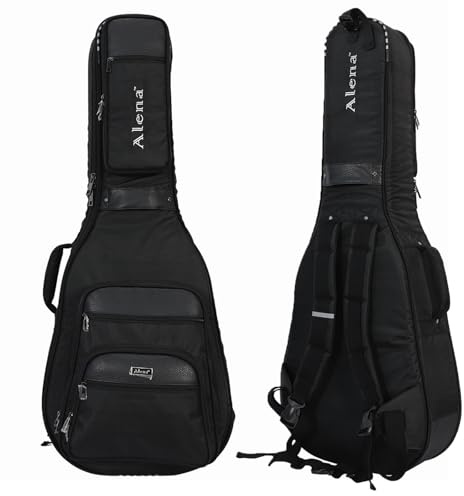 Vekto Gitarrenkoffer für E-Gitarre, 104,1 cm, mit großer Zubehörtasche und verstellbaren Rucksackgurten, wasserdichtes Oxford-Gewebe, Schwarz