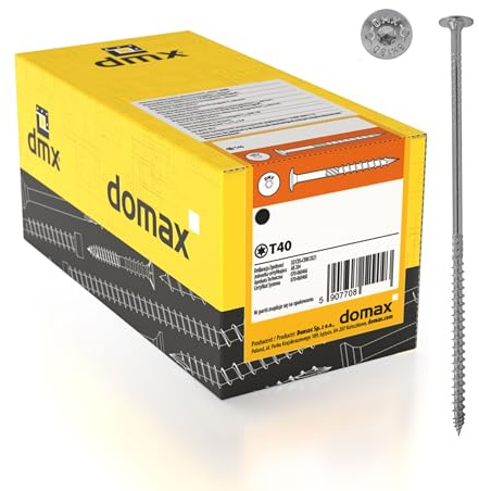 DMX - Lot de 100 vis à tête plate - 6 x 80 - Vis pour construction - Vis à bois - Pour panneaux d'aggloméré - Vis à tête plate - Torx - Vis pour construction en bois