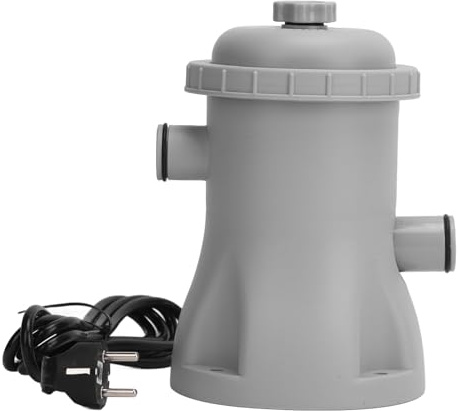 CCYLEZ Bomba de Filtro de Piscina de Cartucho de 330gph, Bomba de Piscina sobre el Suelo con GFCI y Válvula de Drenaje, para Todos los Tamaños, Conjunto (EU Enchufe 220V)