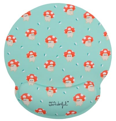 WONDEE Mr Wonderful Tapis de Souris Ergonomique avec Repose-Poignet en Champignons, Lavable à la Main et antidérapant avec Coussinet de Souris en Gel Mr Wonderful Cadeaux Originaux pour Filles et