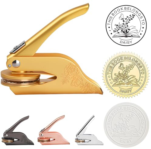 Personalisierter Buchpräger für Hochzeitsgeschenk, personalisierter Logo-Prägestempel für Buchumschläge, Servietten, Einladungskarte (Gold)