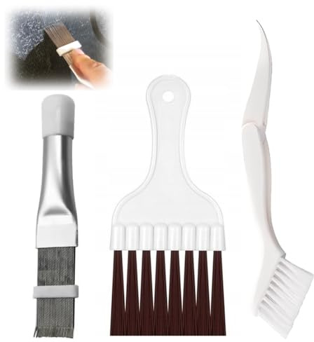 Kit di Pulizia 3 Pezzi per Asciugatrice e Condizionatore, Pulitore Lamelle Universale per Condensatore Asciugatrici a Pompa di Calore e Climatizzatori, Set Professionale con Pettine e Spazzole