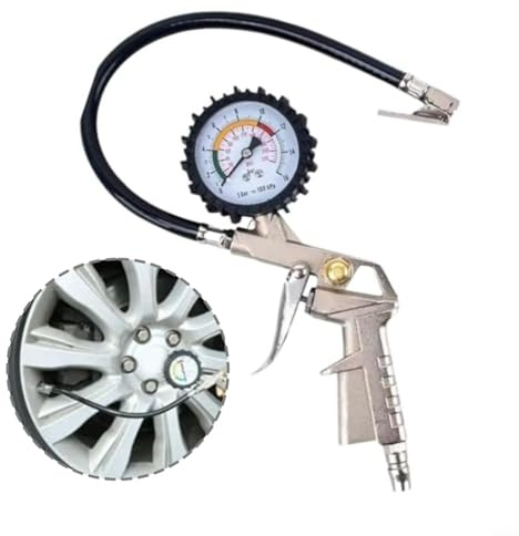 Sileduove Tester per il monitoraggio della pressione dell'aria dei pneumatici, in lega di alluminio, 220 psi, con mandrino autobloccante e copertura in gomma antiurto, per auto, moto, furgoni