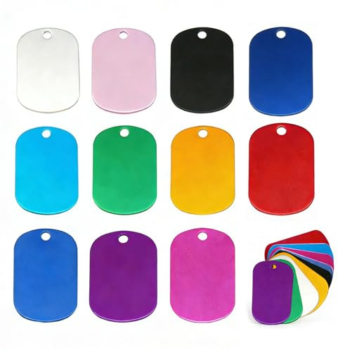 Ztolbriy Dog Tag Gravur Rohlinge, 25 Stück Aluminium Blanko-Hundemarken mit Loch, Lasergravur Rohlinge zum Gravieren, Metallprägungen Schildform Blanko-Schilder für individuelle Markierungen