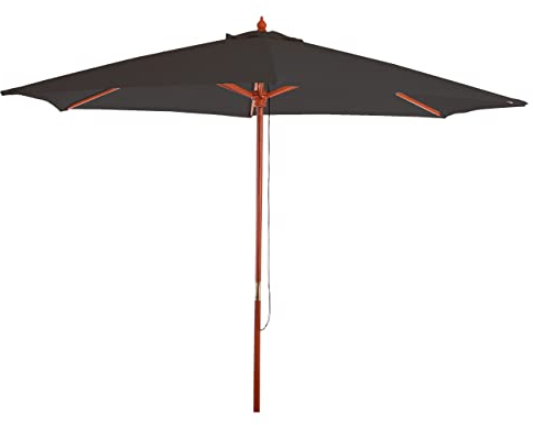 Mendler Sonnenschirm Florida, Gartenschirm Marktschirm, Ø 3m Polyester/Holz - anthrazit
