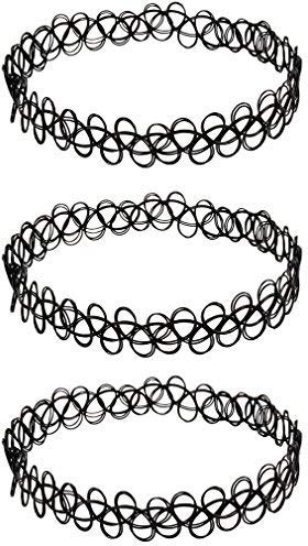 3 x Henna Tattoo Halskette von Beyond Dreams - Vintage Kette in schwarz - elastische Choker Ketten im Set - Einheitsgröße dank Stretch - Schmuck