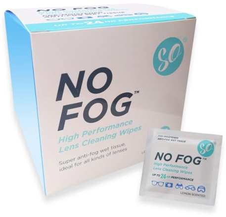SO No Fog Lens Wipes for Glasses - 100 Pack of High-Performance Spectacle Wipes - Anti Fog Glasses Cleaner, Individually Wrapped and Suitable For All Lenses