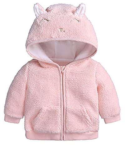 Verve Jelly Newborn Infant Baby Boys Girls Cartoon Fleece Hooded Jacket Coat with Ears Warm Outwear Coat Zipper Up Overcoat Fall Winter Thick Clothes