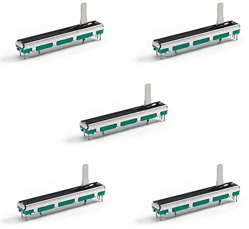 Heyiarbeit Lineares elektronisches Potentiometer, 10 K Ohm, 60 mm, B10K, 3-polig, variable Widerstände, Mixer, gerades Schiebetotentiometer für Dimmen, Tuning, Lautsprecher-Steuerung, 5 Stück