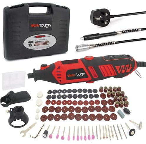 Werktough Kit de herramientas rotativas eléctricas Big Power de 170 W, de alta velocidad hasta 35000 rpm, portabrocas universales innovadoras para todos los tamaños, eje flexible, guía de corte,