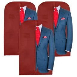 Wedcova Suit Covers for Men | Hanging Garment Bags | Travel Blazer & Jacket Bag | Clothes Storage Cover with Zipper | Suits Carrier Moth Proof Protector | 60 x 100cm (24'' x 40'') | Pack of 3 | Maroon