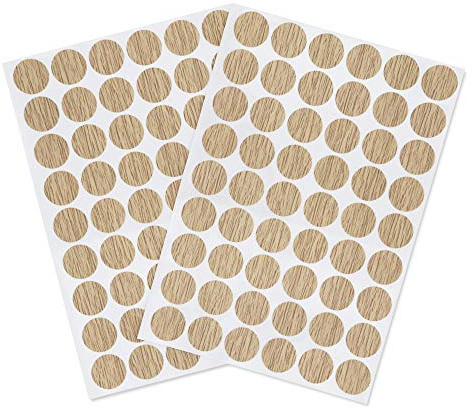 VictorsHome Screw Hole Covers Stickers PVC Self-Adhesive Caps Dustproof for Wall Wooden Furniture Cabinet 21mm 2 Sheets/108pcs Deep Oak