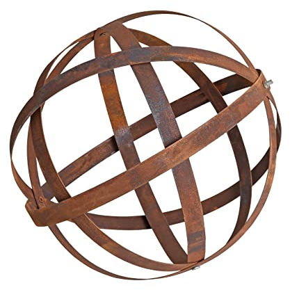 ESTEXO Edelrost Dekokugel Rostkugel Gartenkugel Kugel Metallband Bandeisen Gartendeko Rost Metall 30 cm