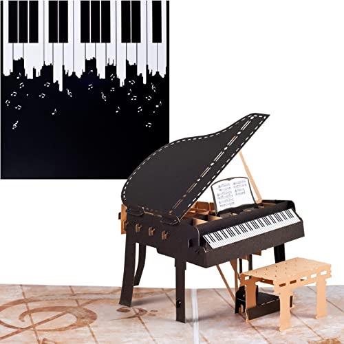 Tarjeta de cumpleaños emergente, tarjeta de piano 3D, invitaciones de recital, tarjeta de recuerdo de festival de música para los amantes del piano, adecuada para cumpleaños, graduaciones, aliento