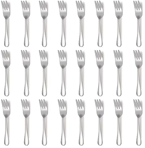 QUCHER 24 Stück 14.5cm Premium-Obstgabel-Set aus Edelstahl, perfekt fürsala, Espresso, Kuchen, Dessert, Vorspeise, für Partys, Reisen, Hochzeitsfeiern.