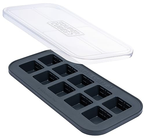 Souper Cubes 2 Tbsp/30mL Silicone Freezer Tray, Perfect for Storing Garlic, Herbs, Ginger, Pesto, Tomato Paste, Lemon Juice, Curry and More - Charcoal - 1-Pack