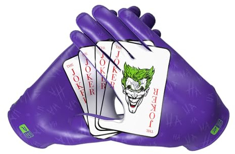 Phenom Elite Classic “The Joker” Football Gloves – VPS5 | Purple DC Edition | Lightweight, Super Sticky Receiver Gloves for Adults & Kids (Large)