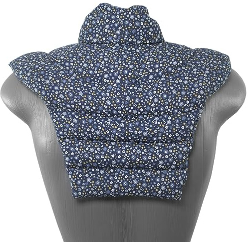 Cojín térmico para las vértebras cervicales – Cuello+hombros+espalda. Algodón biológico Florecitas. Almohada térmica cervical con semillas de grosella. Saco caliente+frio con semillas. Cojín de nuca