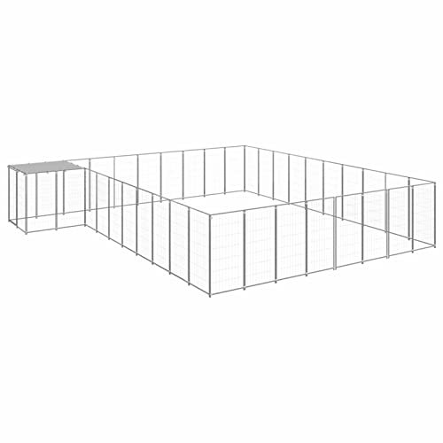 BaraSh Hundezwinger Silbern 25,41 m² Stahl HundehüTte Outdoor Hundehaus HaustierkäFig HundehüTte Outdoor Hunde Hundeauslauf DraußEn 3082246