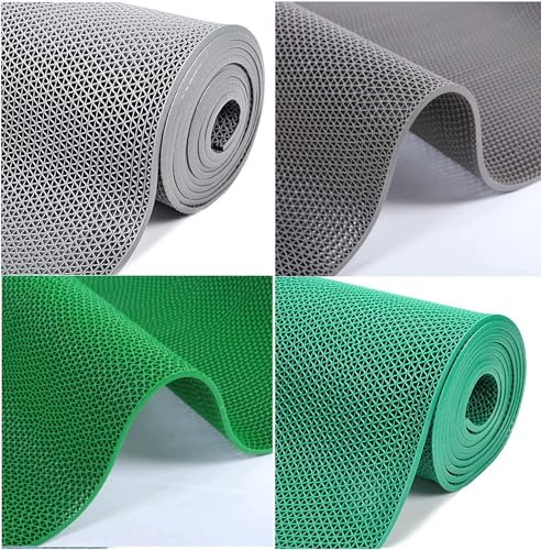 Tappeto Anti-Slip Impermeabile DRENANTE | Pedana in Plastica, Gomma, PVC, Su MISURA | Sauna - Bagno Turco - Docce - Docce - Piscina | Grigio-Verde (GRIGIO, 140x120cm)