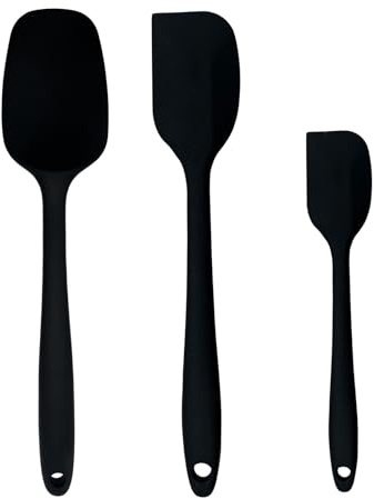 Spatule en Silicone Résistante à la Chaleur avec Noyau en Acier - Une Grande Cuillère et Une Petite pour la Cuisson - Ustensiles de Cuisine Antiadhésifs