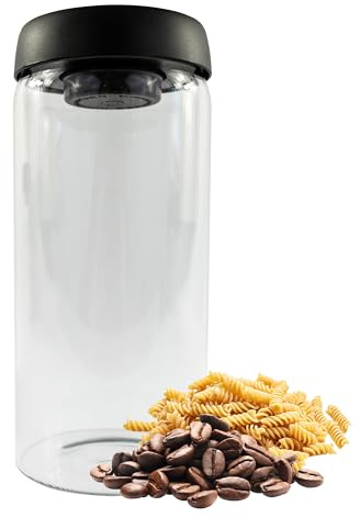 Iconique Glass Vacuum Storage Jar | Smell Proof & Airtight Jar | 1600ml | BPA-Free, Leak-Proof Airtight-Seal for Kitchen & Pantry | Smell Proof Jar Ideal for Coffee, Pasta & Baking