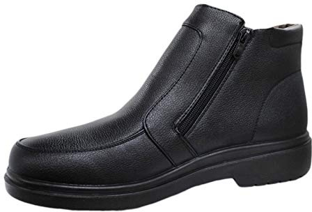 Evoga Scarpe stivaletti uomo invernali Chelsea termiche con pelliccia interna (Nero, 44)