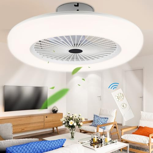 Ventilateur de plafond Izrielar avec éclairage LED 2x, 80W, vitesse réglable, 3 températures de couleur (3000-6500K), minuterie