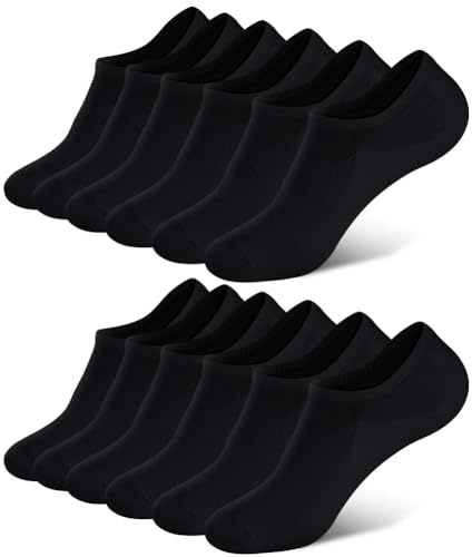 OFFCUP Bambu träningsstrumpor, 6 par ankelstrumpor, osynliga strumpor foderstrumpor lågt skurna strumpor för kvinnor och män sneaker loafers och båtskor sport löpning utomhus