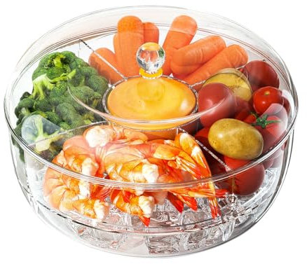 Scatola di Conservazione del Frigorifero, Rotazione a 360 Gradi, Grande Capacità, Ghiacciato Contenitori Frigo, con Coperchio Mantieniti Fresco Snack Box, per Contenere Frutta, Snack e Verdura (1)