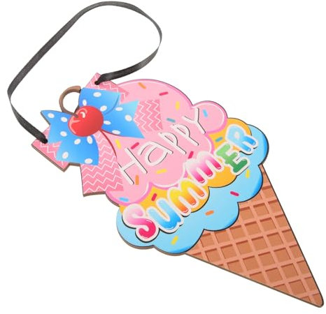 Cabilock Eiscreme Holzschild Türschild Sommer Dekoration Für Hauseingang Rustikales Willkommensschild Aus Dekorativ Für Küche Veranda Garten Wetterfest Und Langlebig