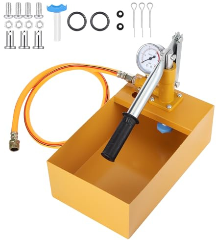 Gueenky Trycktestpump 6L Manuell, 25 bar Abdrückpumpe Testpump med 1/2 högtrycksslang, gjuten aluminium Handtestpump för täthetskontroll av vattenvärmerör