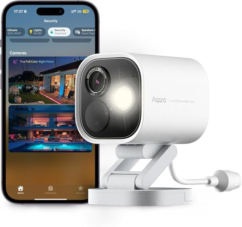 Aqara 4MP Camera Hub G5 Pro PoE, True Color Night Vision Security Camera Outdoor, HomeKit Secure Video, Thread Border Router, Local Detection, Thread/Zigbee, Supports Alexa, Google, Smartthings, White