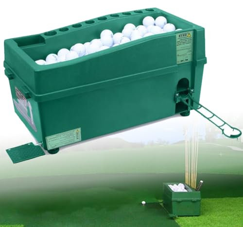 SUCRFXJ Semi-Automatic Golf Ball Dispenser Machine, Golf Training Teaching Machine, Golf Pitching Machine with 9 Clubs Holes and Holder, Can Hold 100 Balls, Golf Course Equipment for Outdoor Garden