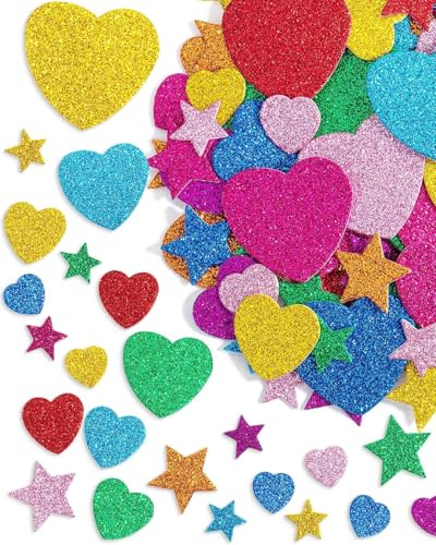 MYGLOAR 320 Stück Sternaufkleber, Schaumgummi-Stern-Glitzeraufkleber, Schaumaufkleber, Bastelaufkleber, sternförmige Schaumaufkleber, selbstklebende Wandaufkleber,geeignet für Scrapbooking,Grußkarten