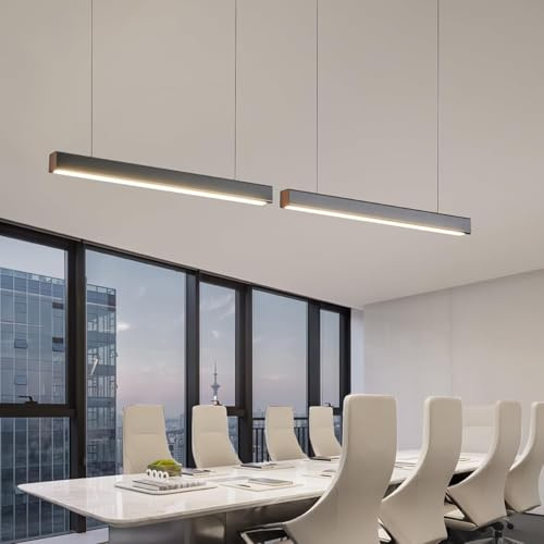 MYYCX 125cm Pendelleuchte Schwarz, 38watt Modern Hängeleuchte Dimmbar Esstischlampe mit Fernbedienung, 3000K-6000K, mit Memory Funktion, Höhenverstellbar, Linear Design Aluminium