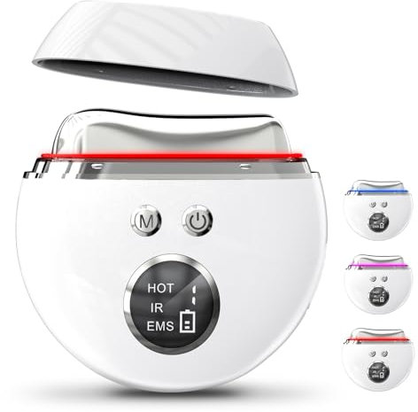 EMS Gua Sha, Robofun Gesichtsmassagegerät Guasha Elektrisch LED Blau, Grün & Rotlicht Therapie mit 4 Modi, Wärme Massagegerät Gesicht 9 Intensitätsstufen Face Massager Facelift Anti