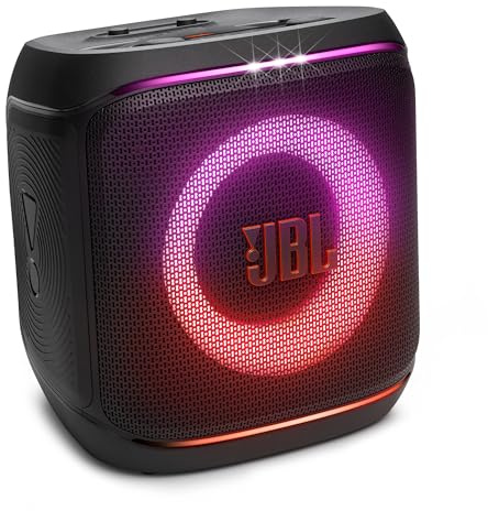 JBL Partybox Encore 2, altavoz inalámbrico bluetooth para fiestas, con micrófono, 15h de autonomía, resistente a salpicaduras, sonido JBL Pro y AI Sound Boost, compatible con Auracast, negro