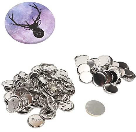 100er Set Blanko-Anstecknadel-Knopfteile, Runde Nähknöpfe, Metallknöpfe, Anstecker, Knopfherstellung, Zubehör für Anstecker, Basteln, DIY (50MM)