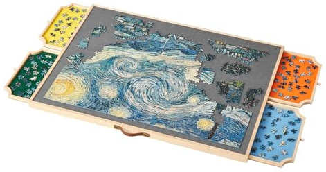 VEVOR Tavolo per Puzzle 865 x 635 mm da 1500 Pezzi, Set da Tavolo per Puzzle Standard Portatili in Legno con 4 Cassetti in Feltro Colorato e Coperchio, con 2 Angoli di Inclinazione per Adulti