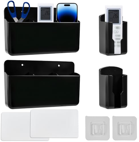 UHETLET 4 PCS Organizador Mando a Distancia para Pared, Soporte para Control Remoto para Pared, Cajas Organizadoras Autoadhesivas dePared para Control Remoto, Cargador de Celular en Oficina Casa