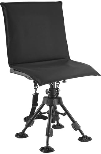 VEVOR Hunting Chair, 360° Silent Swivel, Foldable Portable Blind Chair, Heavy-Duty Steel Frame Ground Stool Seat,with Seat Cover, Anti-Sink Feet, Height Adjustable, 350 Lbs Capacity, for Fishing